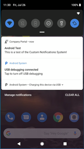 Уведомление о тесте Android