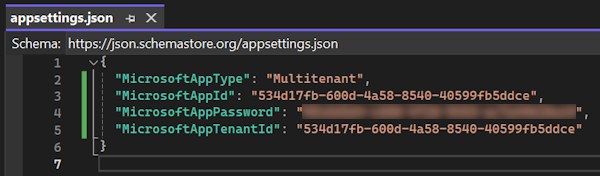 Снимок экрана: Json Appsettings.