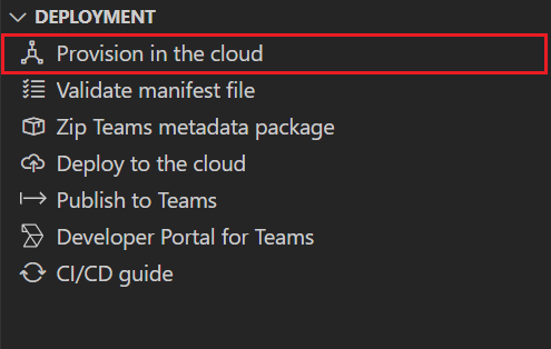 Снимок экрана: выбор подготовки в облаке в разделе Набор средств Teams.