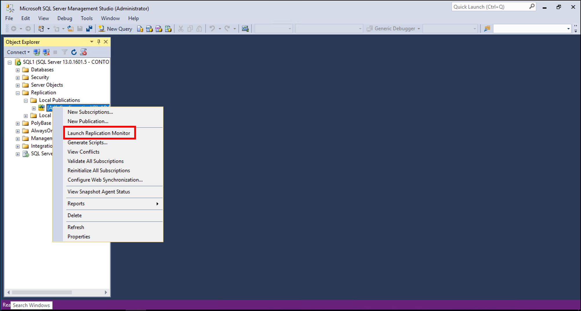 Драйвер ms sql server. MS SQL Replication Monitor.