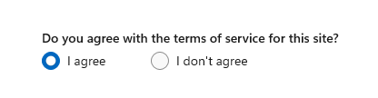 Two radio buttons presenting a binary choice