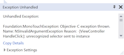 An unrecognized selector exception An unrecognized selector exception