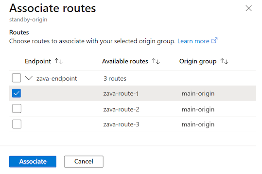 Снимок экрана, на котором показано, как выбрать маршруты для связывания с группой источников.