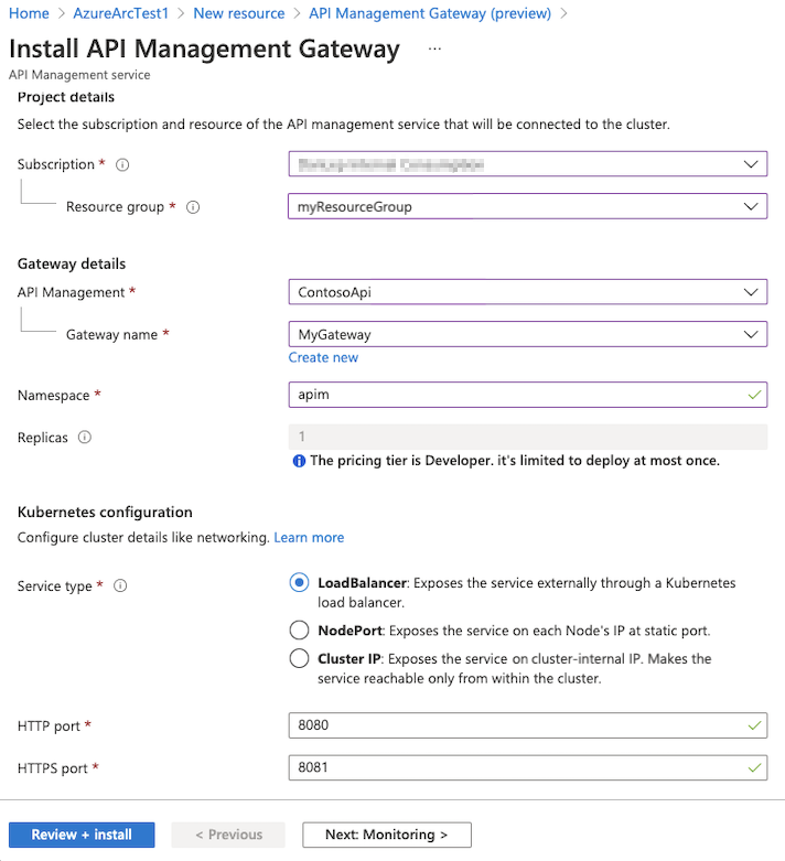 Снимок экрана: развертывание расширения на портале Azure