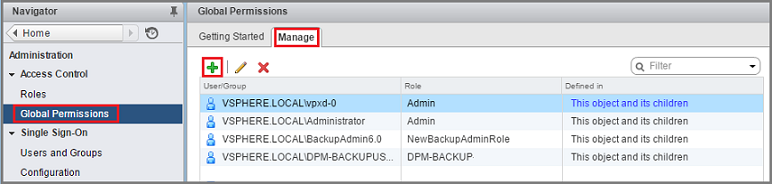 Снимок экрана: область глобальных разрешений.