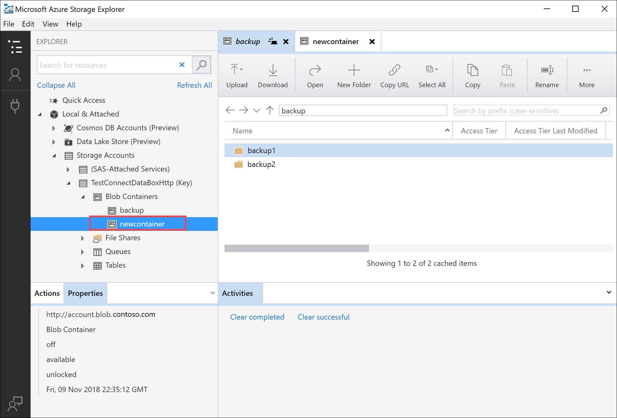 Blob-контейнер создан