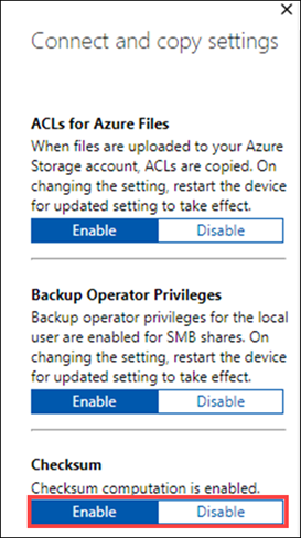 Снимок экрана с опцией отключения контрольной суммы.