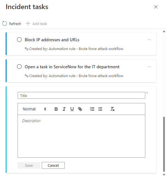 Снимок экрана: добавление названия и описания в задачу.