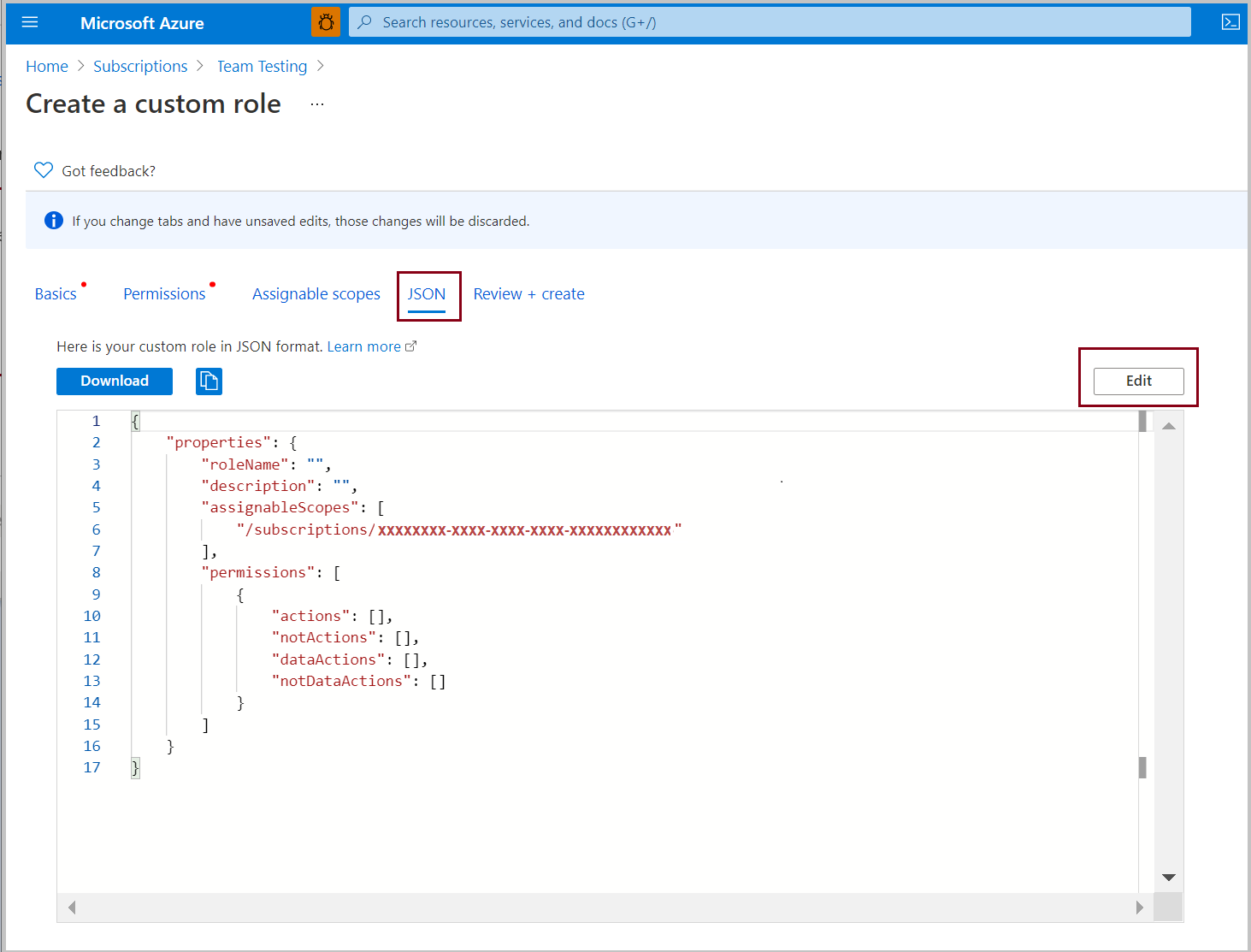 Default json