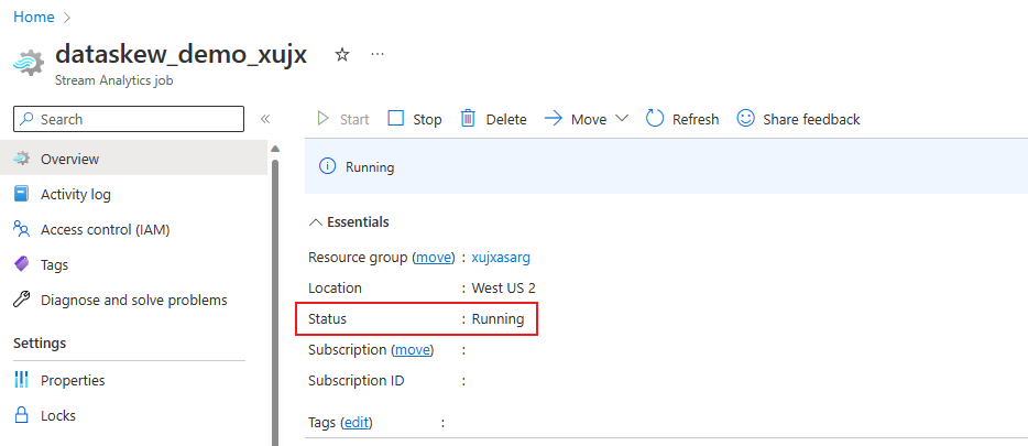 Снимок экрана: состояние задания.