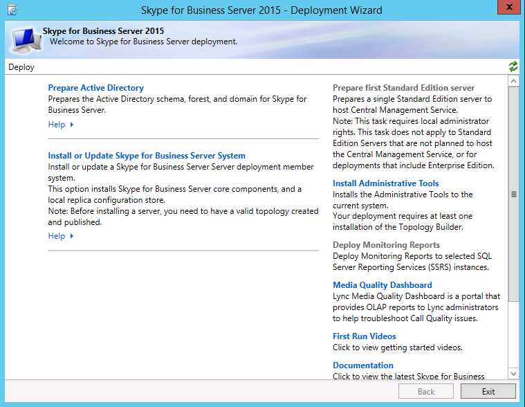 мастер развертывания Skype для бизнеса Server.