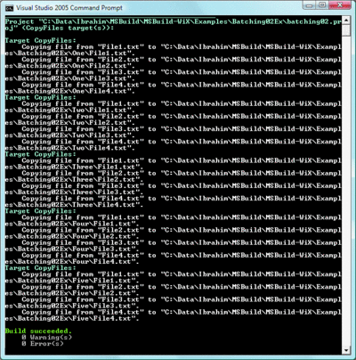 Figure 9 MSBuild Output for Target Batching
