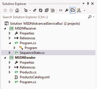 Решение Visual Studio, имитирующее сценарий с каталогом товаров
