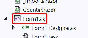 Файл Form1.cs в Обозревателе решений.