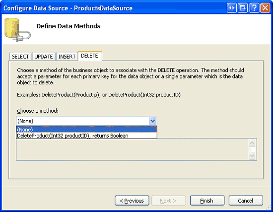 Задайте для Drop-Down Списки вкладки UPDATE, INSERT и DELETE значение (Нет)