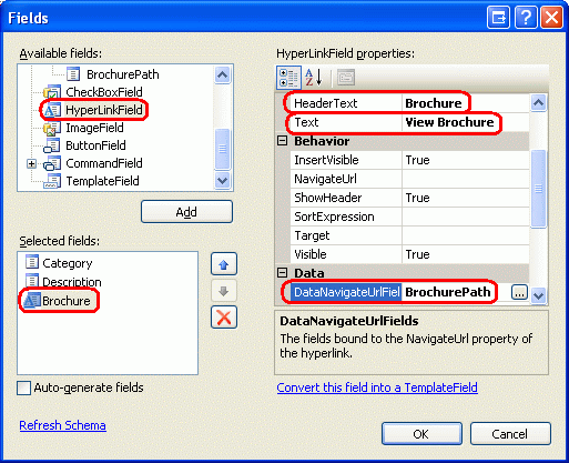 Добавление HyperLinkField для BrochurePath