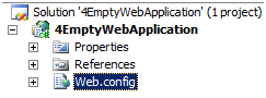 Снимок экрана: меню файла Visual Studio. Выделен файл с именем Web dot config.