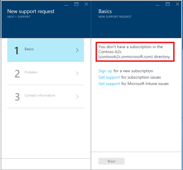 You don't have a subscription error displayed in Azure portal
