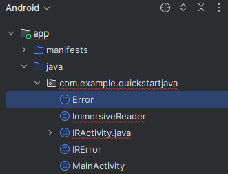 Screenshot of the Error Java class file.