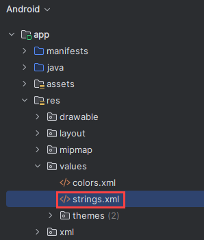 Screenshot of the app strings xml file.