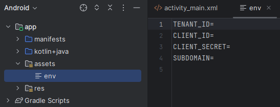 Screenshot of Environment variables in Android Studio.