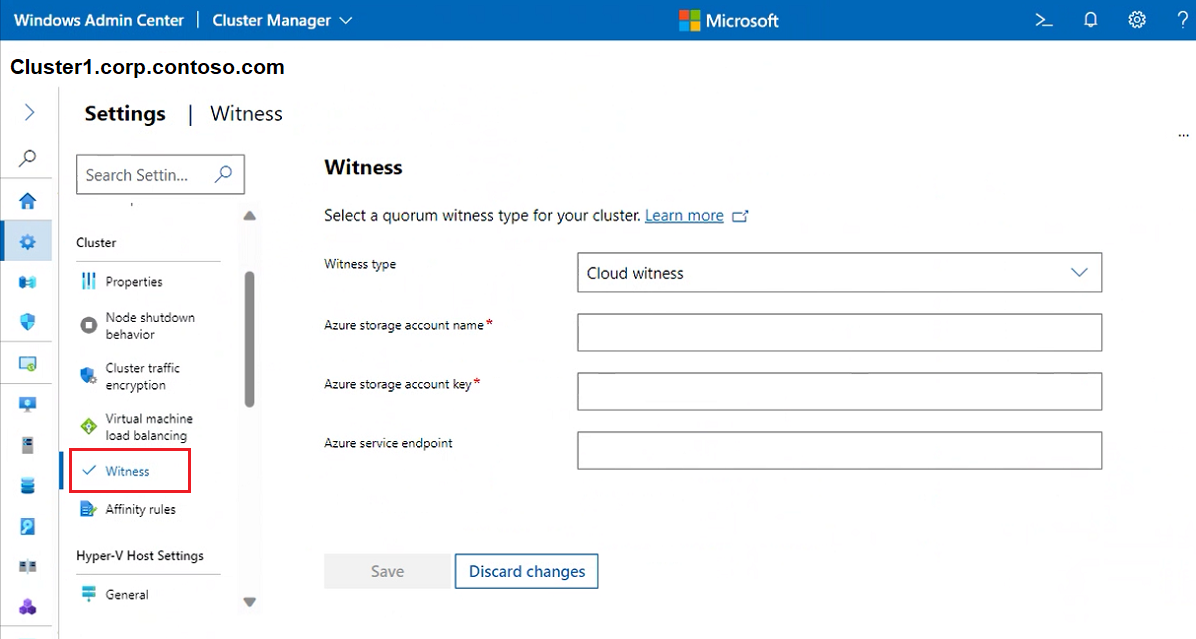 Снимок экрана: экран свидетеля кластера.