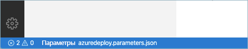 Screenshot showing the template/parameter file mapping in the Visual Studio Code status bar.