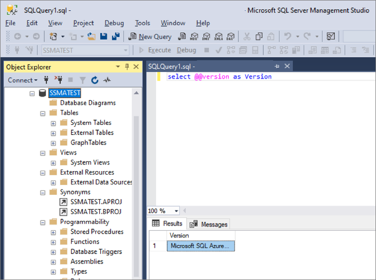 Снимок экрана, на котором показано сравнение схемы в SQL Server Management Studio.