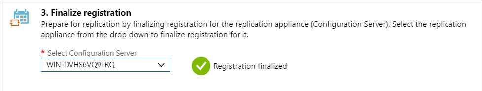 Screenshot of the Finalize registration option.
