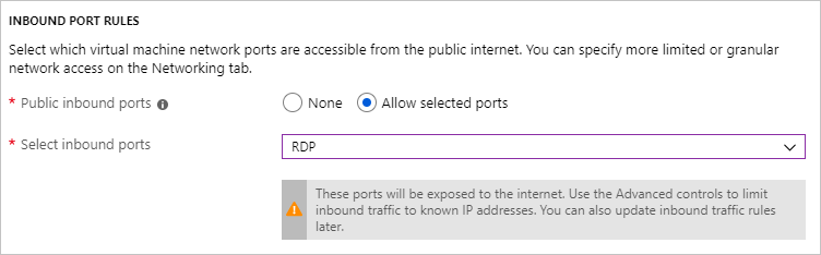 Inbound port rules