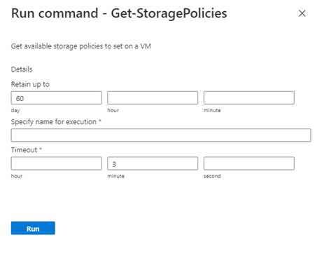 Screenshot showing how to list storage policies available. 
