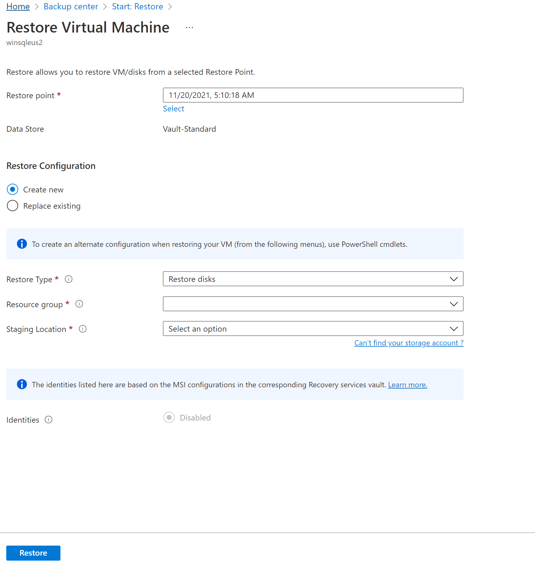 Восстановление виртуальных машин с помощью портал Azure с помощью Azure  Backup - Azure Backup | Microsoft Learn