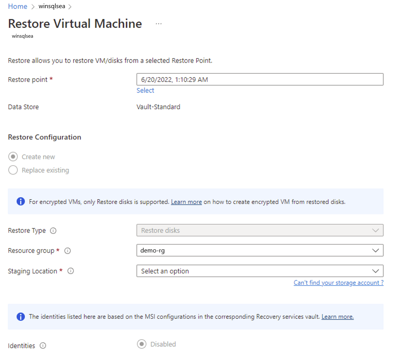 Восстановление зашифрованных виртуальных машин Azure - Azure Backup |  Microsoft Learn