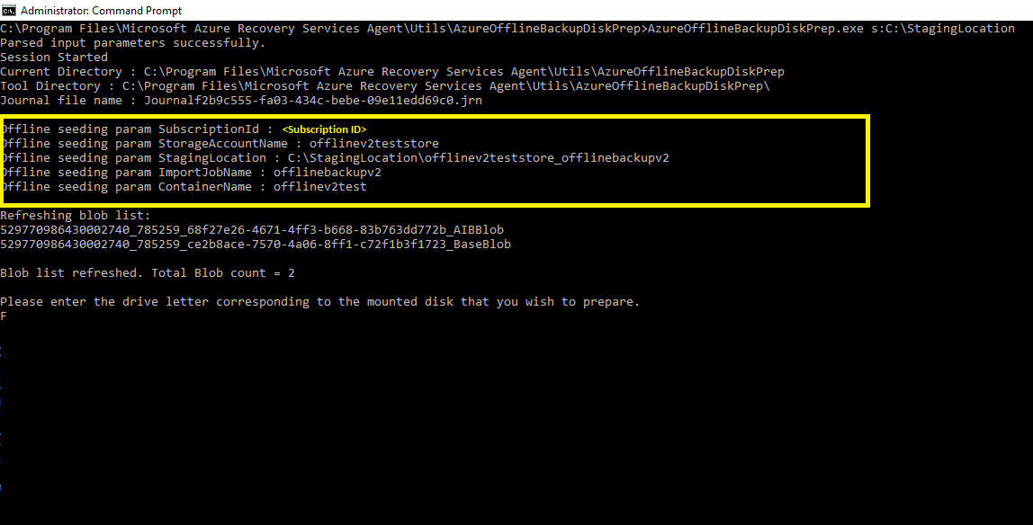 Screenshot shows the Azure disk preparation tool input.