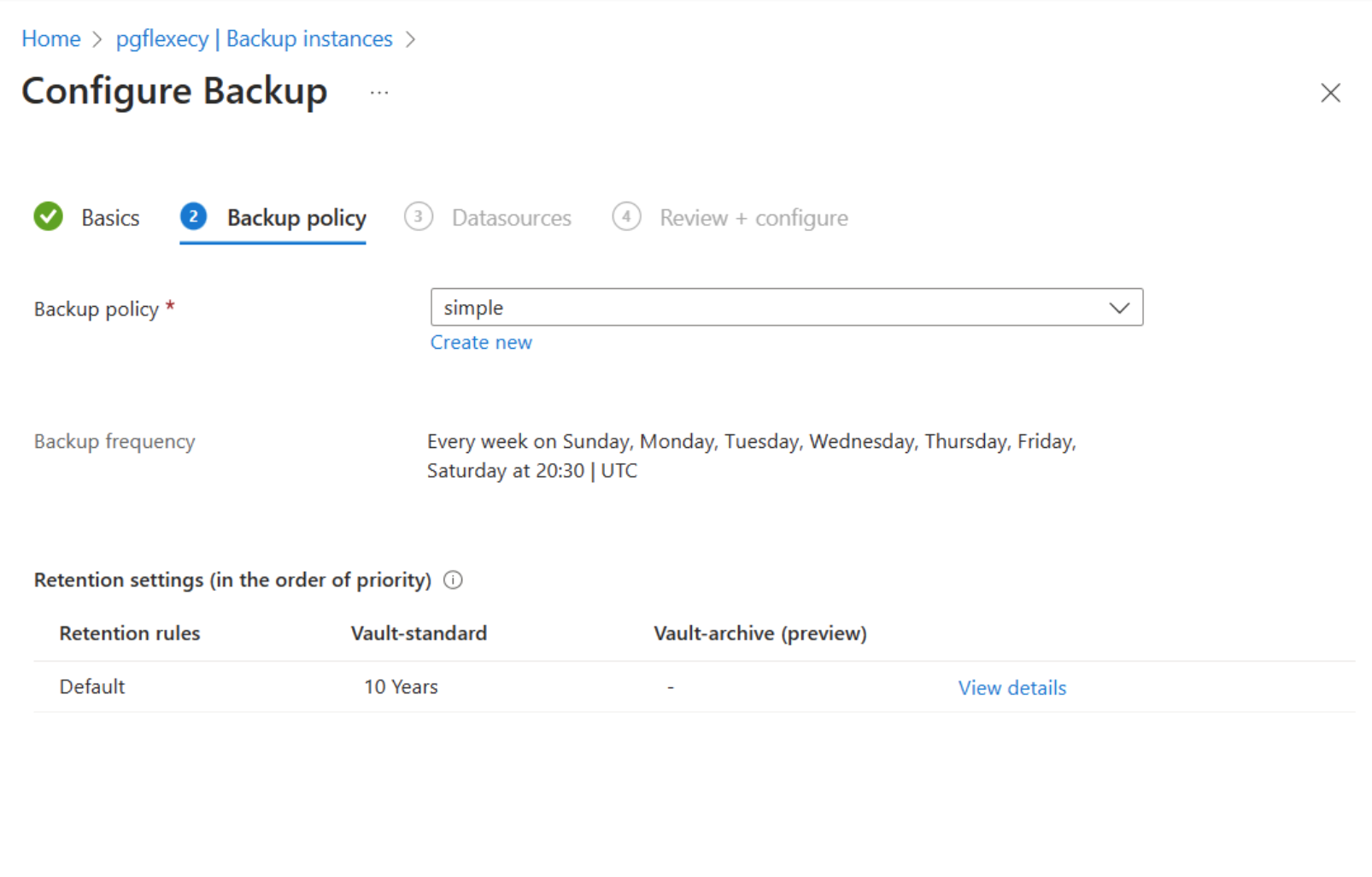 Screenshot showing the option to edit a backup policy.