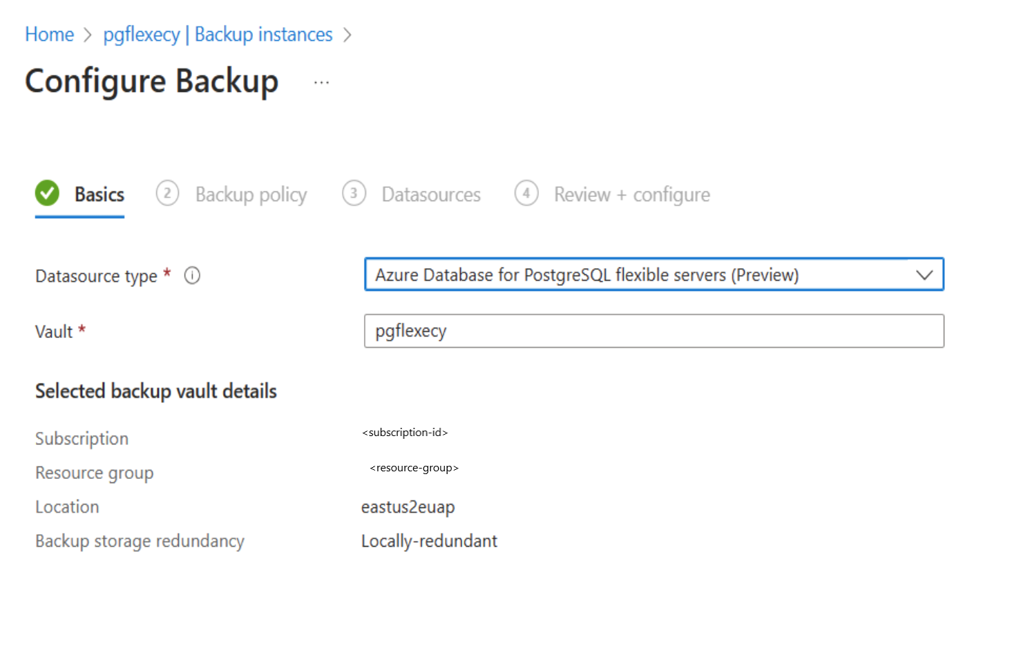 Screenshot showing the option to add a backup policy.