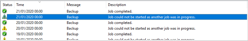 Job could not be started as another job was in progress