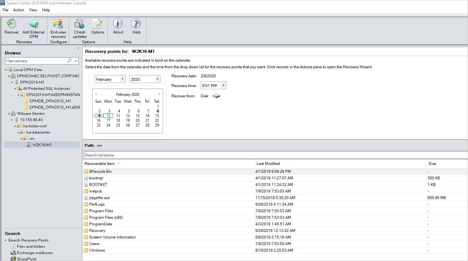 Восстановление виртуальных машин VMware с помощью Azure Backup Server -  Azure Backup | Microsoft Learn