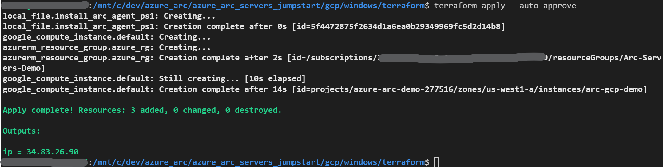 A screenshot of the terraform apply command.