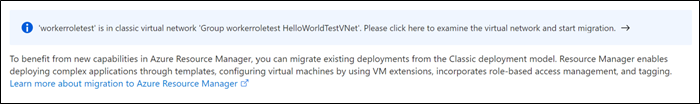 Image shows moving a virtual network classic in the Azure portal.