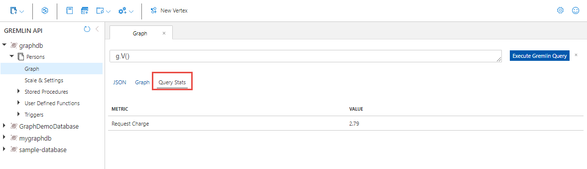 Снимок экрана: расходы в ЕЗ для Gremlin на портале Azure