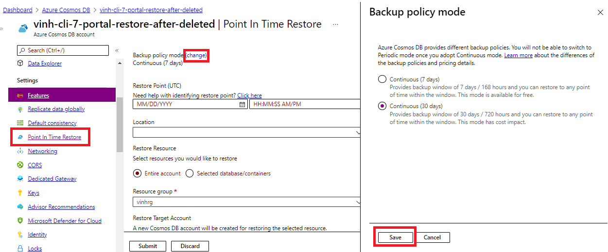 Снимок экрана: диалоговое окно для выбора уровня непрерывного режима.