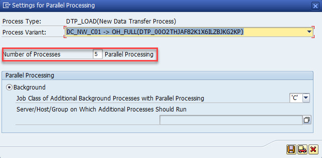 На снимке экрана показаны параметры параллельной обработки, где можно выбрать количество параллельных процессов для DTP.