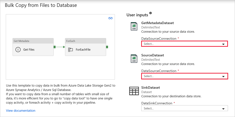 Create a new connection to the source data store