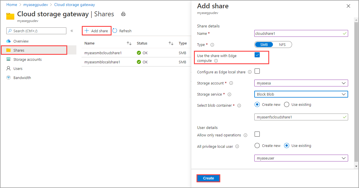 Создание облачной общей папки в портал Azure для статической подготовки