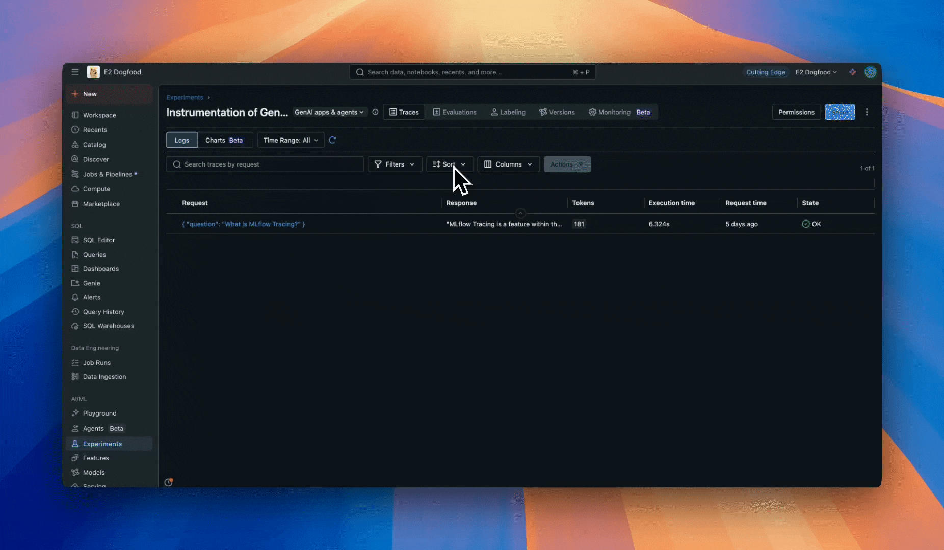 Пользовательский интерфейс оценки трассировки