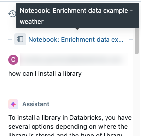 Пример заголовка потока Databricks Assistant.