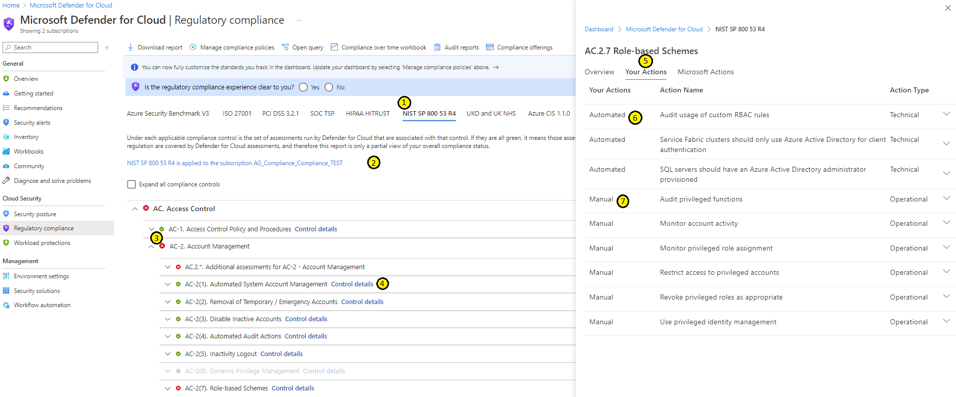 Screenshot that shows the exploration of the details of compliance with a specific standard.