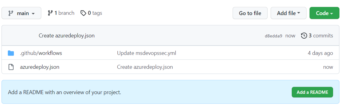 Screenshot that shows that the new file you created is added to your repository.