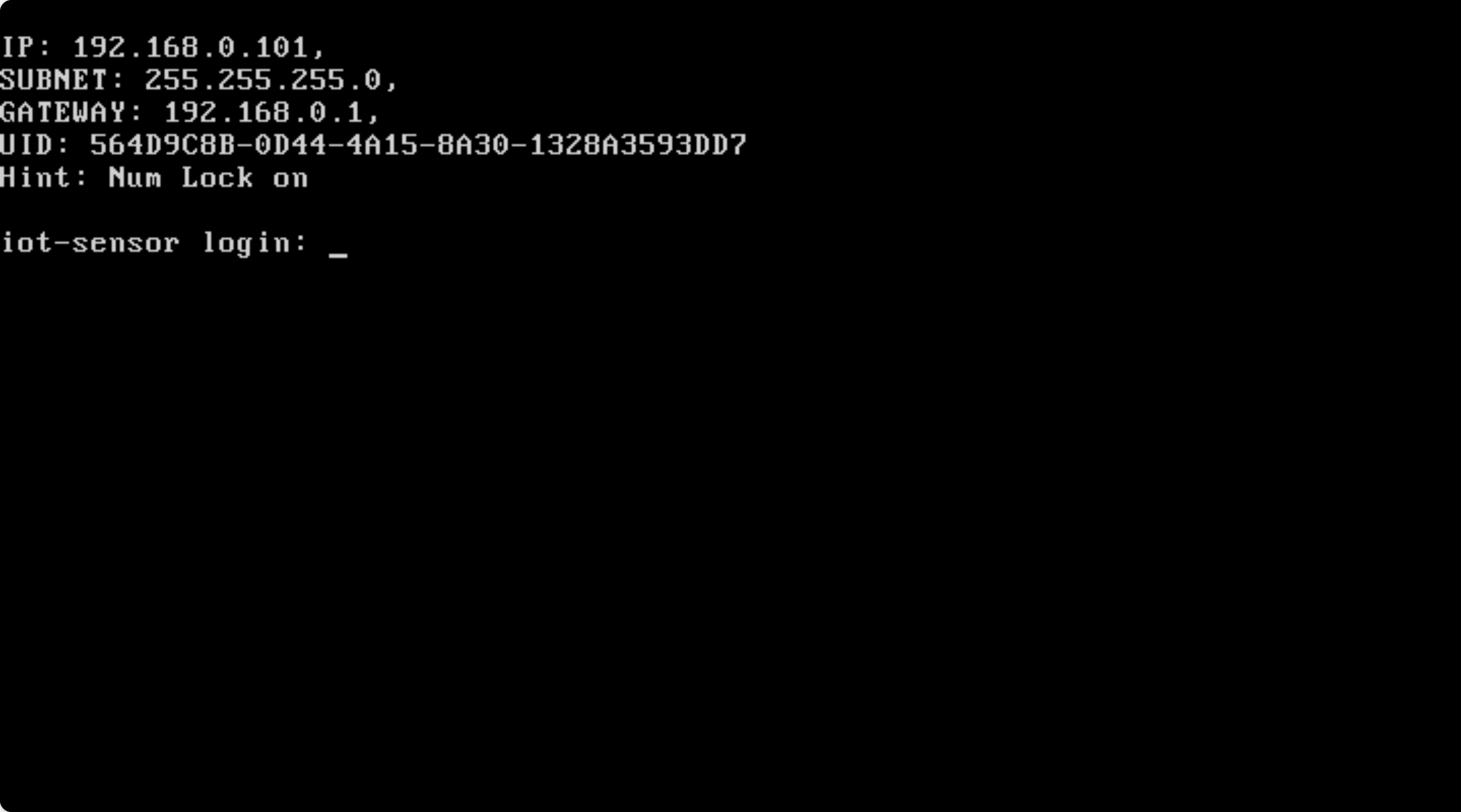 Снимок экрана: последний запрос на вход в конце начальной конфигурации CLI.